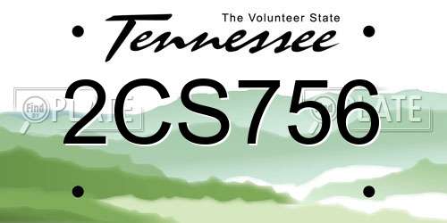 2CS756 Tennessee License Plate