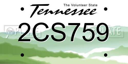 2CS759 Tennessee License Plate