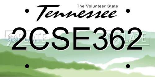 2CSE362 Tennessee License Plate