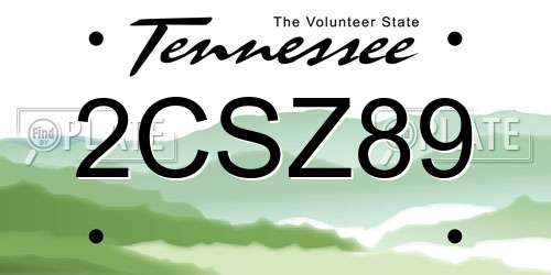 2CSZ89 Tennessee License Plate