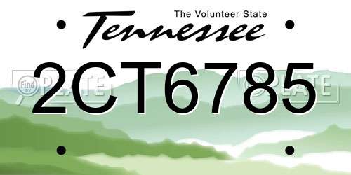 2CT6785 Tennessee License Plate