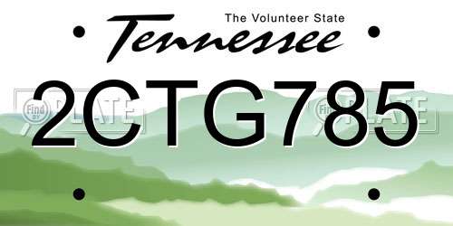 2CTG785 Tennessee License Plate