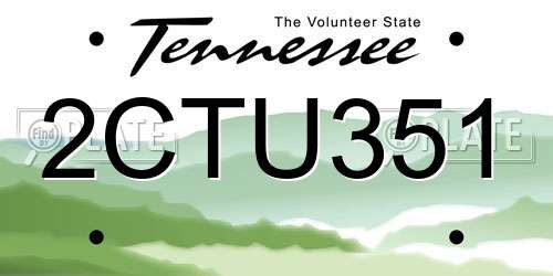 2CTU351 Tennessee License Plate