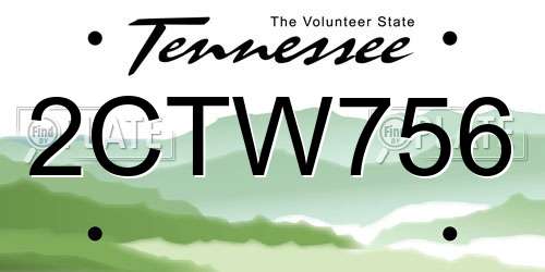 2CTW756 Tennessee License Plate