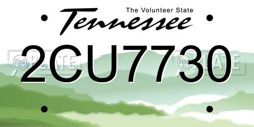 2CU7730 Tennessee License Plate