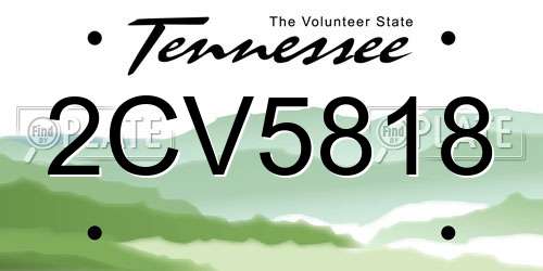 2CV5818 Tennessee License Plate