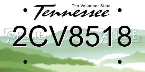 2CV8518 Tennessee License Plate