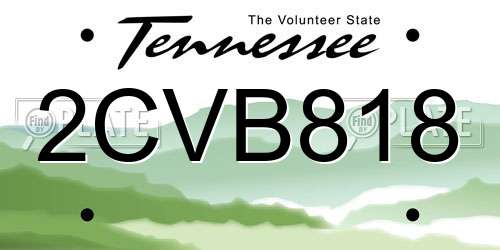 2CVB818 Tennessee License Plate