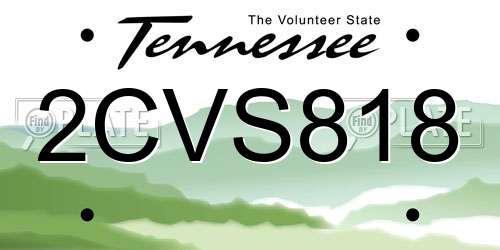 2CVS818 Tennessee License Plate