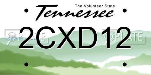 2CXD12 Tennessee License Plate