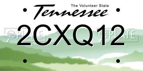 2CXQ12 Tennessee License Plate