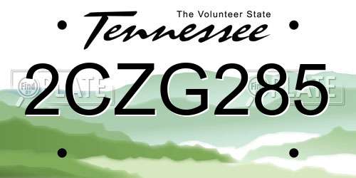 2CZG285 Tennessee License Plate
