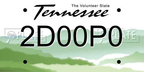 2D00P0 Tennessee License Plate