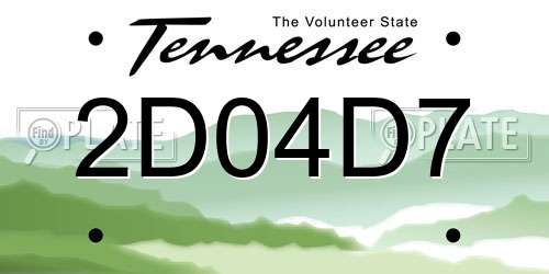 2D04D7 Tennessee License Plate