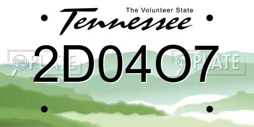 2D04O7 Tennessee License Plate
