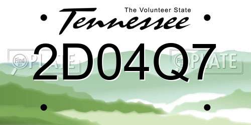 2D04Q7 Tennessee License Plate