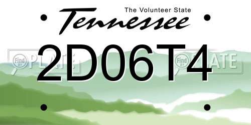 2D06T4 Tennessee License Plate