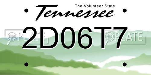2D06T7 Tennessee License Plate
