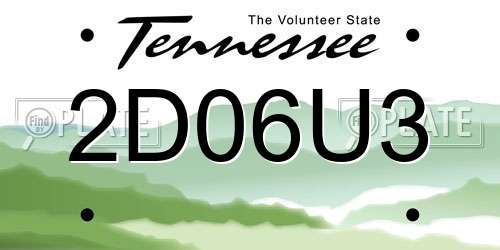 2D06U3 Tennessee License Plate