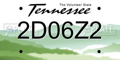 2D06Z2 Tennessee License Plate