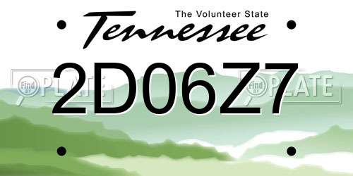 2D06Z7 Tennessee License Plate