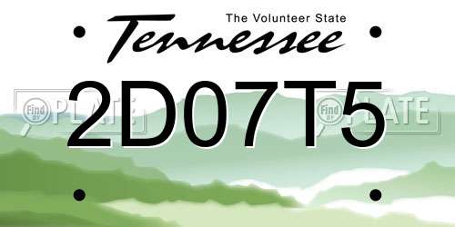 2D07T5 Tennessee License Plate