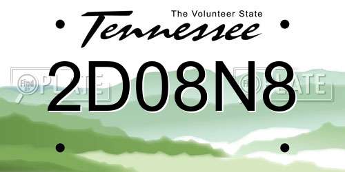 2D08N8 Tennessee License Plate