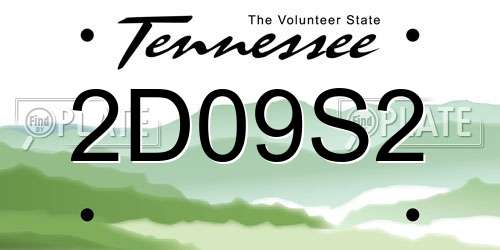 2D09S2 Tennessee License Plate