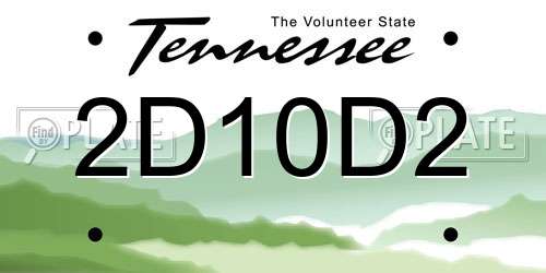2D10D2 Tennessee License Plate