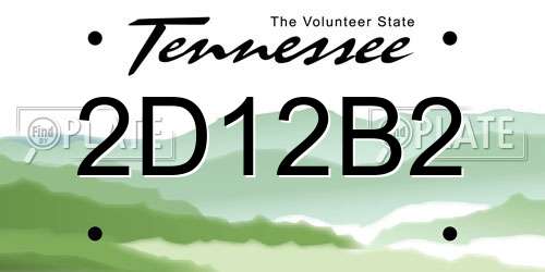 2D12B2 Tennessee License Plate
