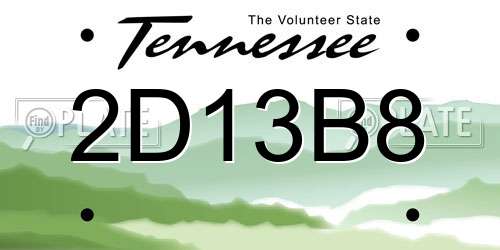 2D13B8 Tennessee License Plate