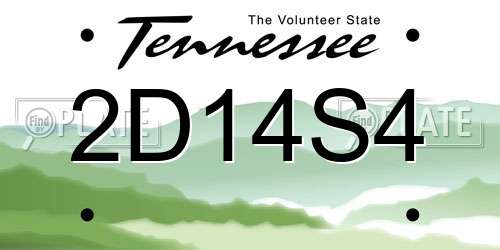 2D14S4 Tennessee License Plate