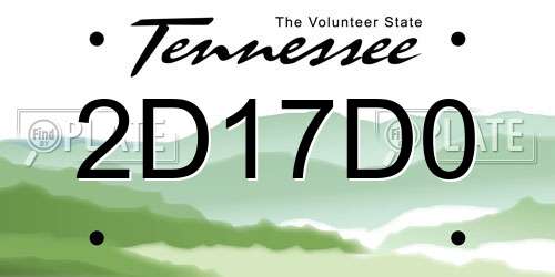 2D17D0 Tennessee License Plate