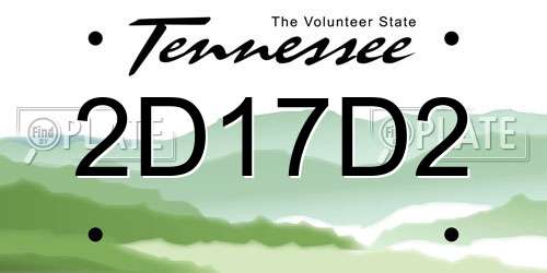 2D17D2 Tennessee License Plate