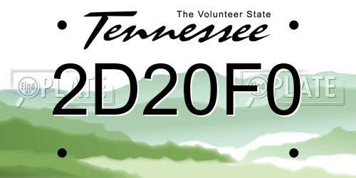 2D20F0 Tennessee License Plate