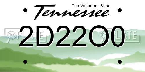 2D22O0 Tennessee License Plate