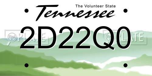 2D22Q0 Tennessee License Plate