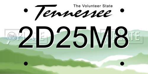 2D25M8 Tennessee License Plate