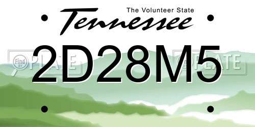 2D28M5 Tennessee License Plate