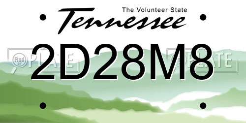 2D28M8 Tennessee License Plate