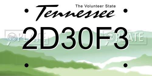 2D30F3 Tennessee License Plate
