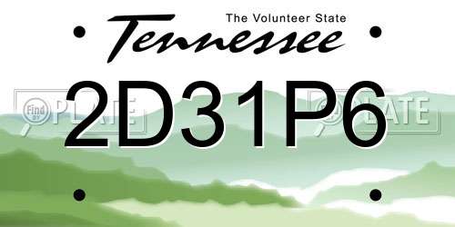 2D31P6 Tennessee License Plate