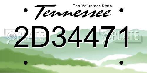 2D34471 Tennessee License Plate