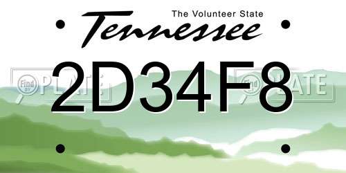 2D34F8 Tennessee License Plate