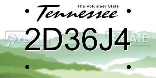 2D36J4 Tennessee License Plate