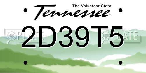2D39T5 Tennessee License Plate