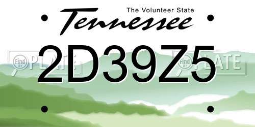 2D39Z5 Tennessee License Plate