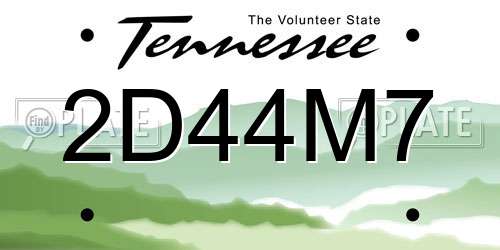2D44M7 Tennessee License Plate