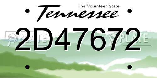 2D47672 Tennessee License Plate