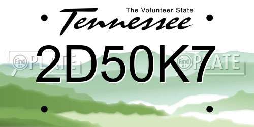 2D50K7 Tennessee License Plate